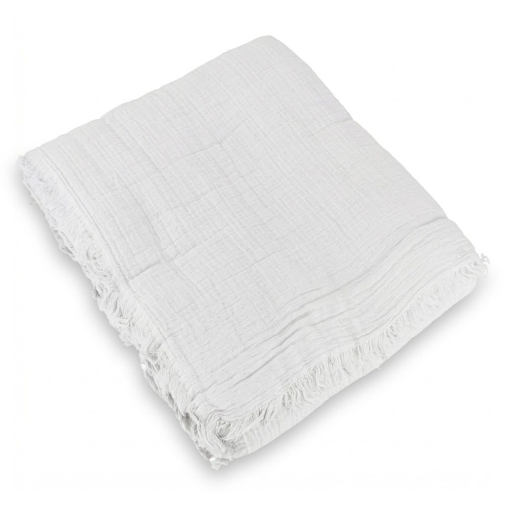 Jeté de lit gaze de coton 230x250 ALMA blanc