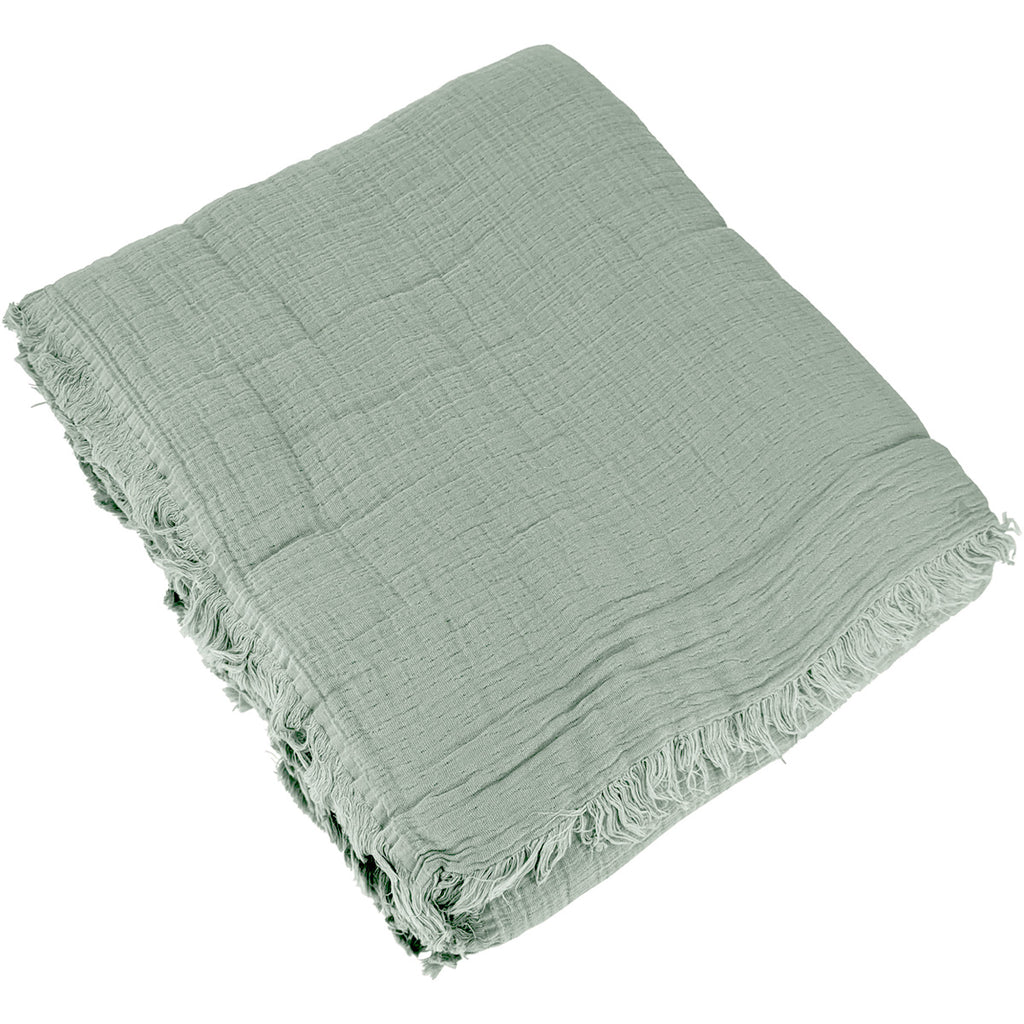Jeté de lit gaze de coton 230x250 ALMA vert céladon