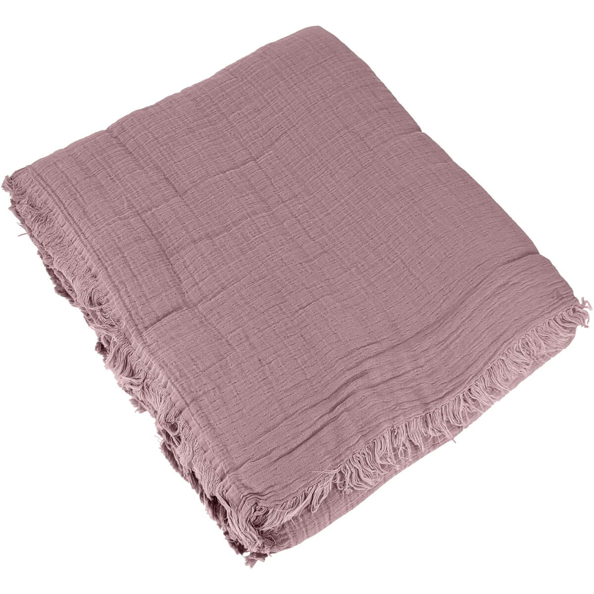 Jeté de lit gaze de coton 230x250 ALMA bois de rose