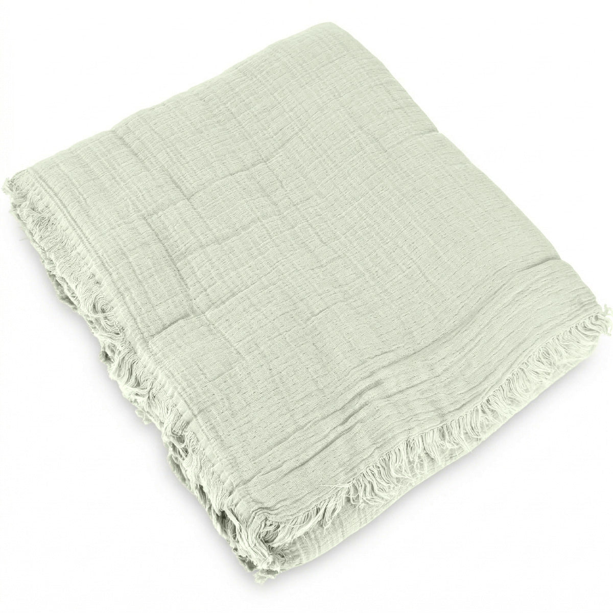 Jeté de lit gaze de coton 270x280 ALMA vert amande