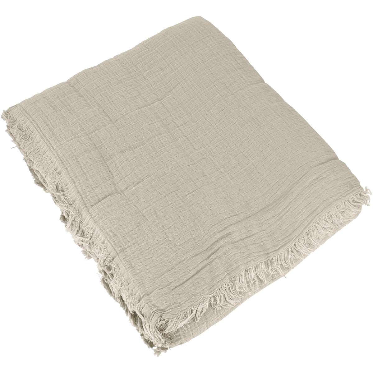 Jeté de lit gaze de coton 270x280 ALMA beige clair