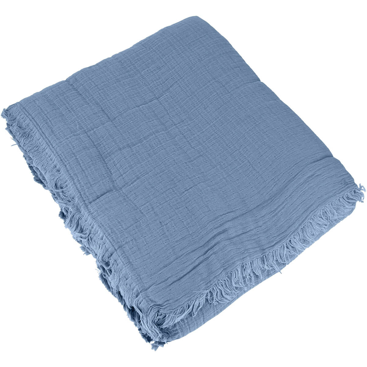 Jeté de lit gaze de coton 270x280 ALMA bleu