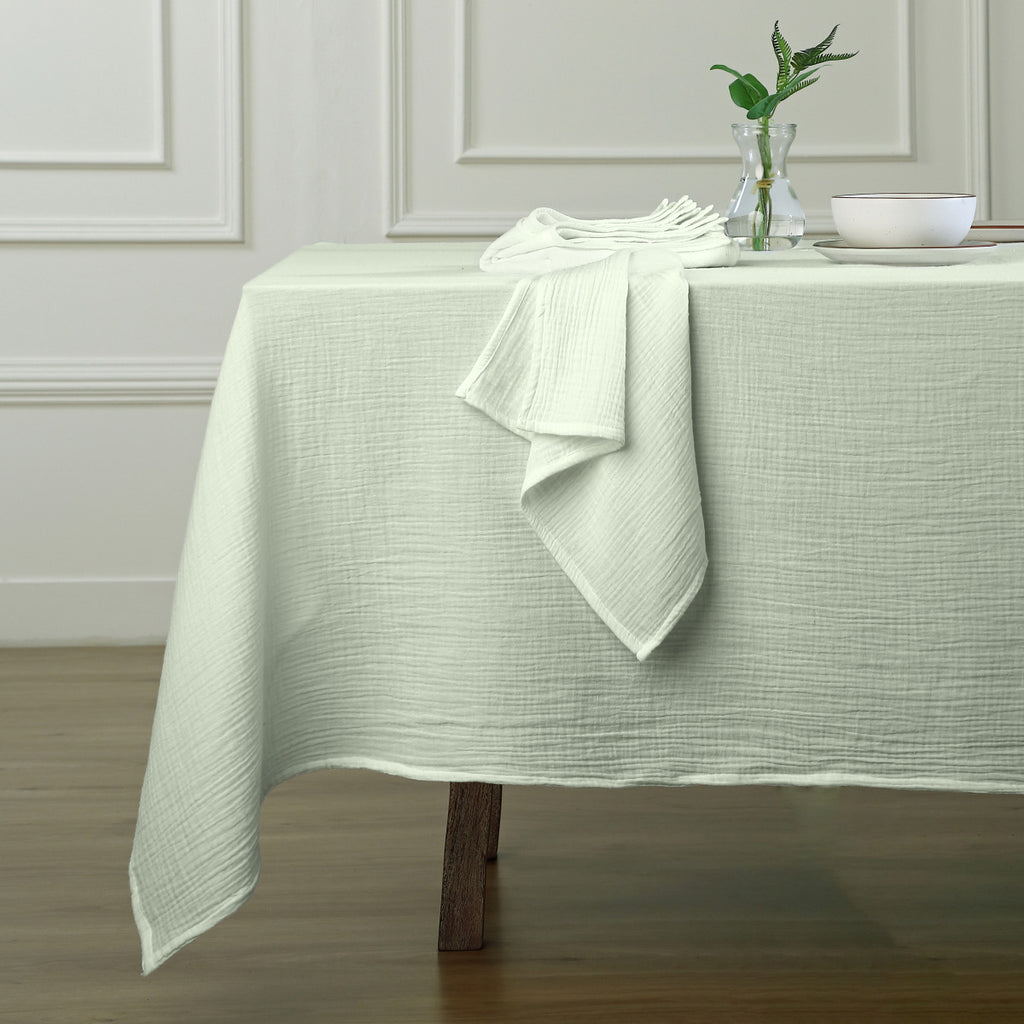 Lot de 4 serviettes de table gaze de coton 40x40 ALMA vert amande