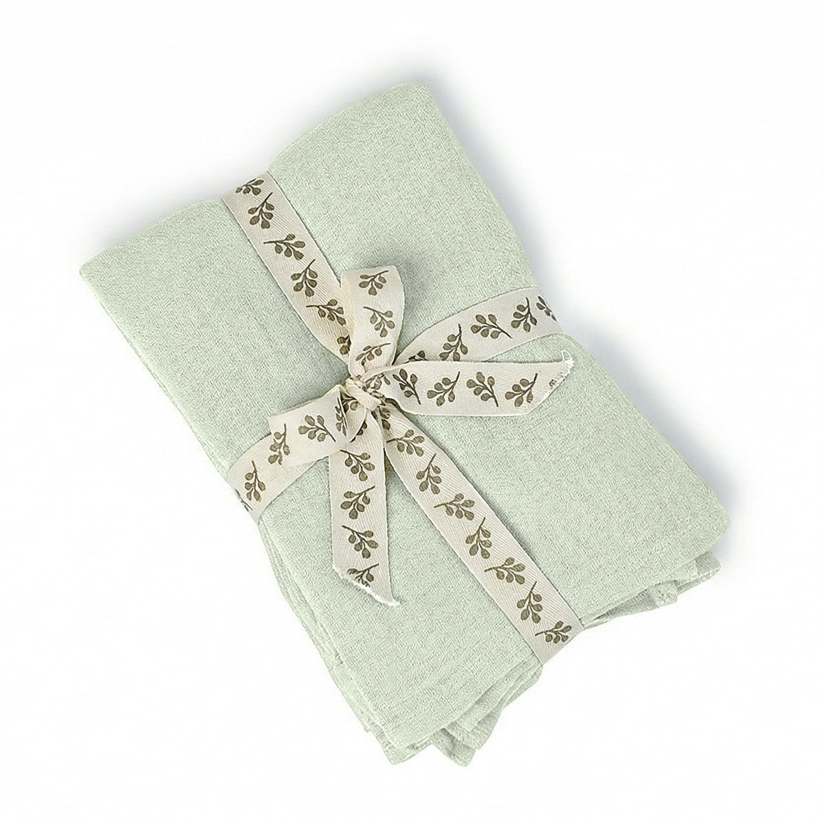 Lot de 4 serviettes de table gaze de coton 40x40 ALMA vert amande