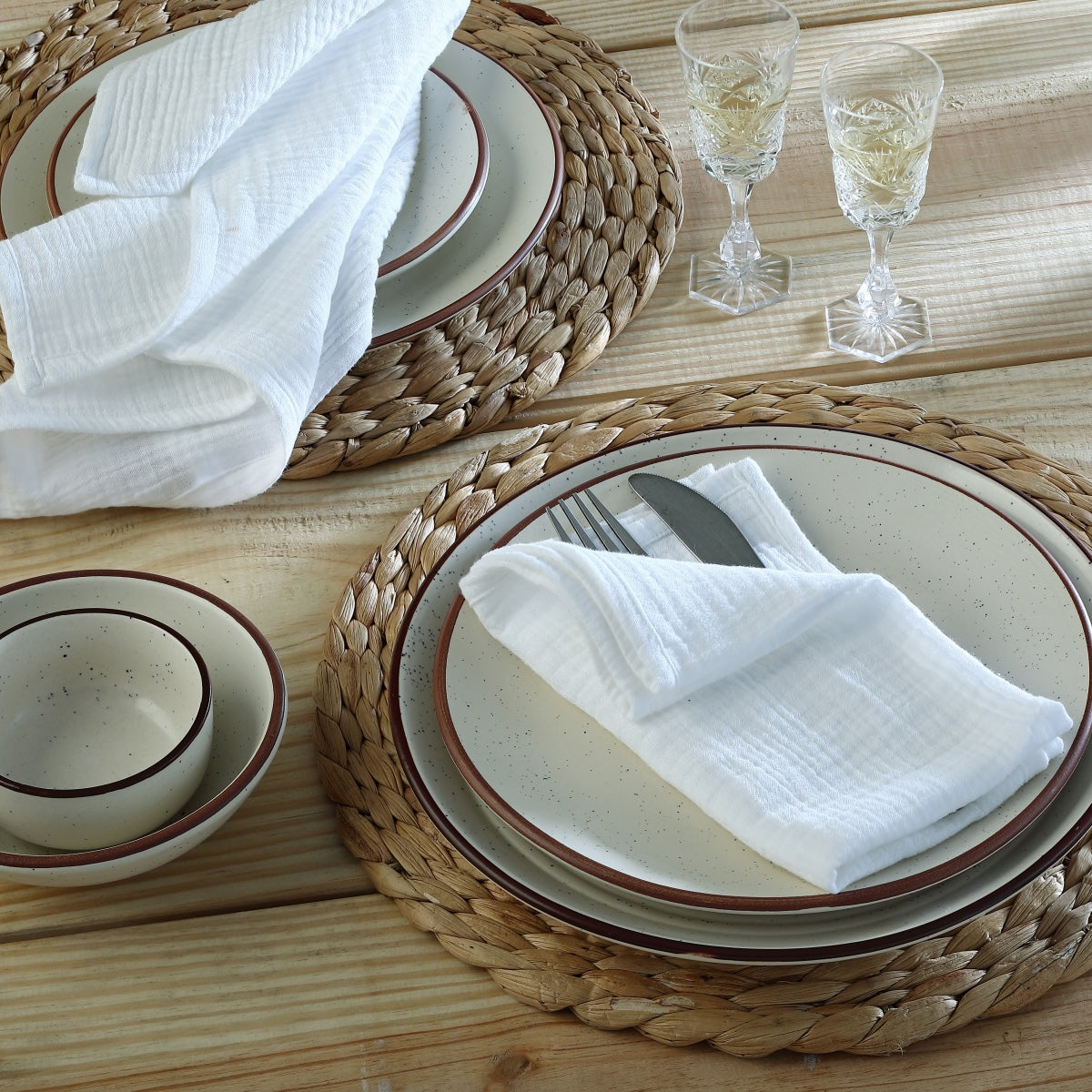 Lot de 4 serviettes de table gaze de coton 40x40 ALMA blanc