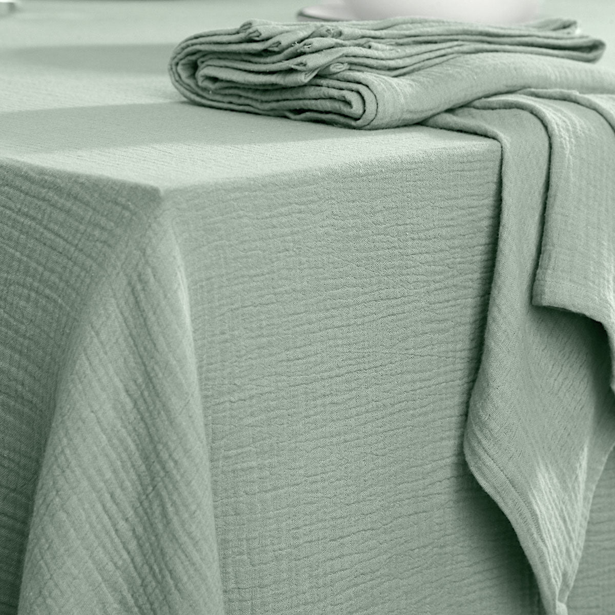 Lot de 4 serviettes de table gaze de coton 40x40 ALMA vert céladon