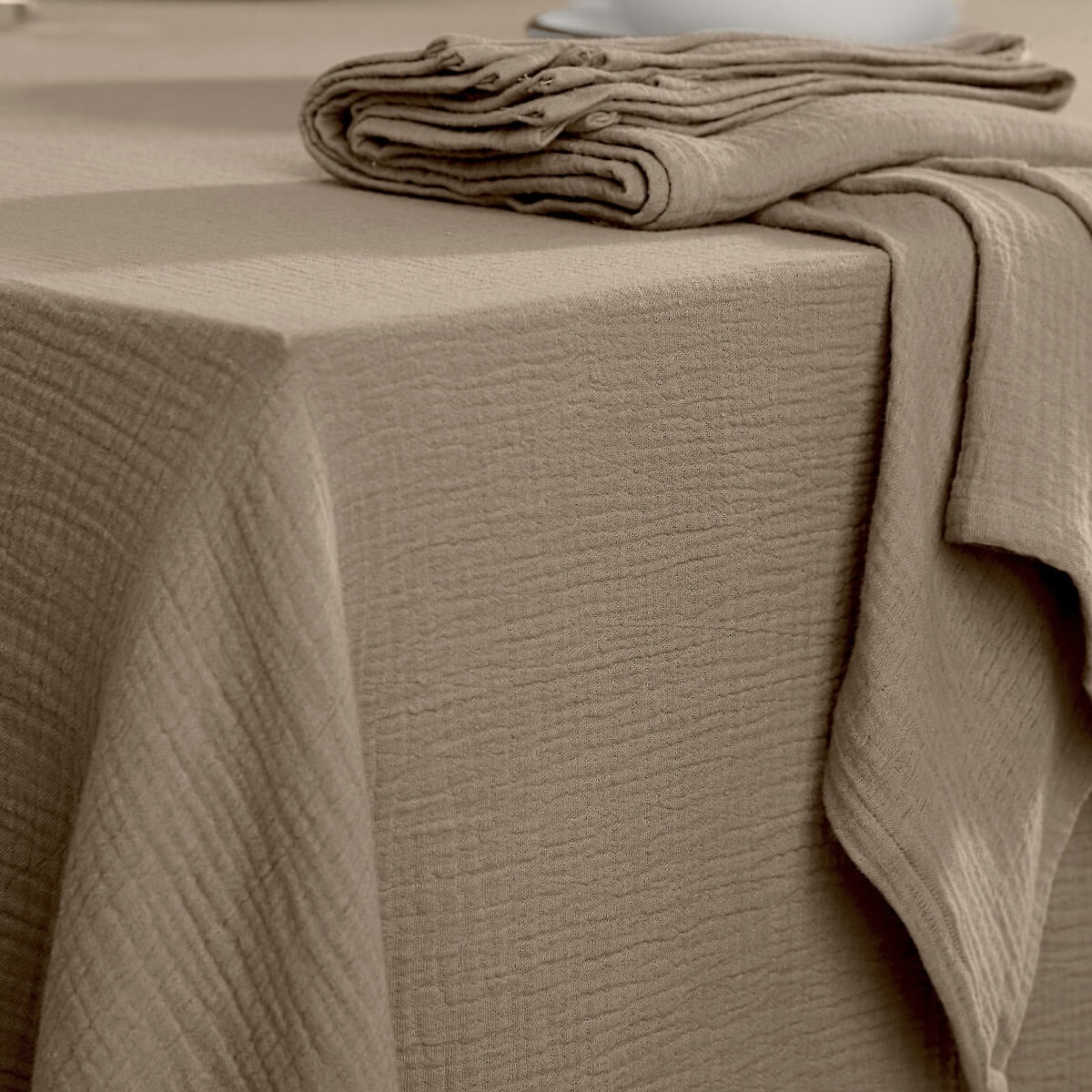 Lot de 4 serviettes de table gaze de coton 40x40 ALMA taupe clair