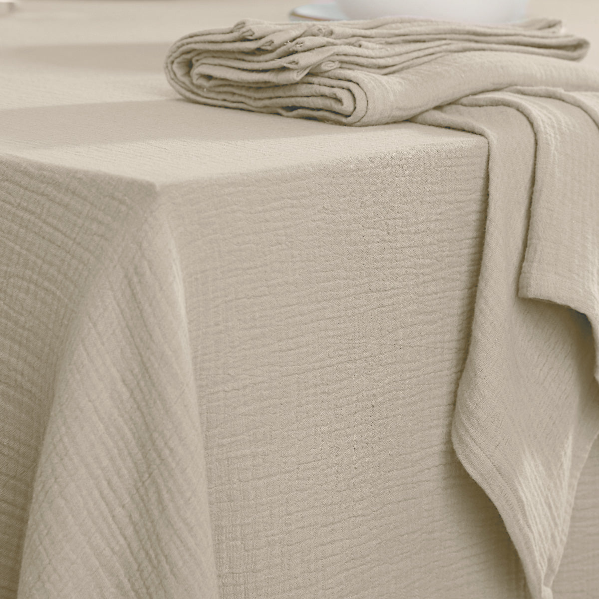 Lot de 4 serviettes de table gaze de coton 40x40 ALMA beige clair