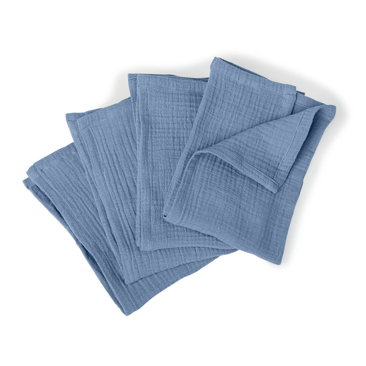 Nappe + 4 serviettes gaze de coton 150x250 ALMA bleu