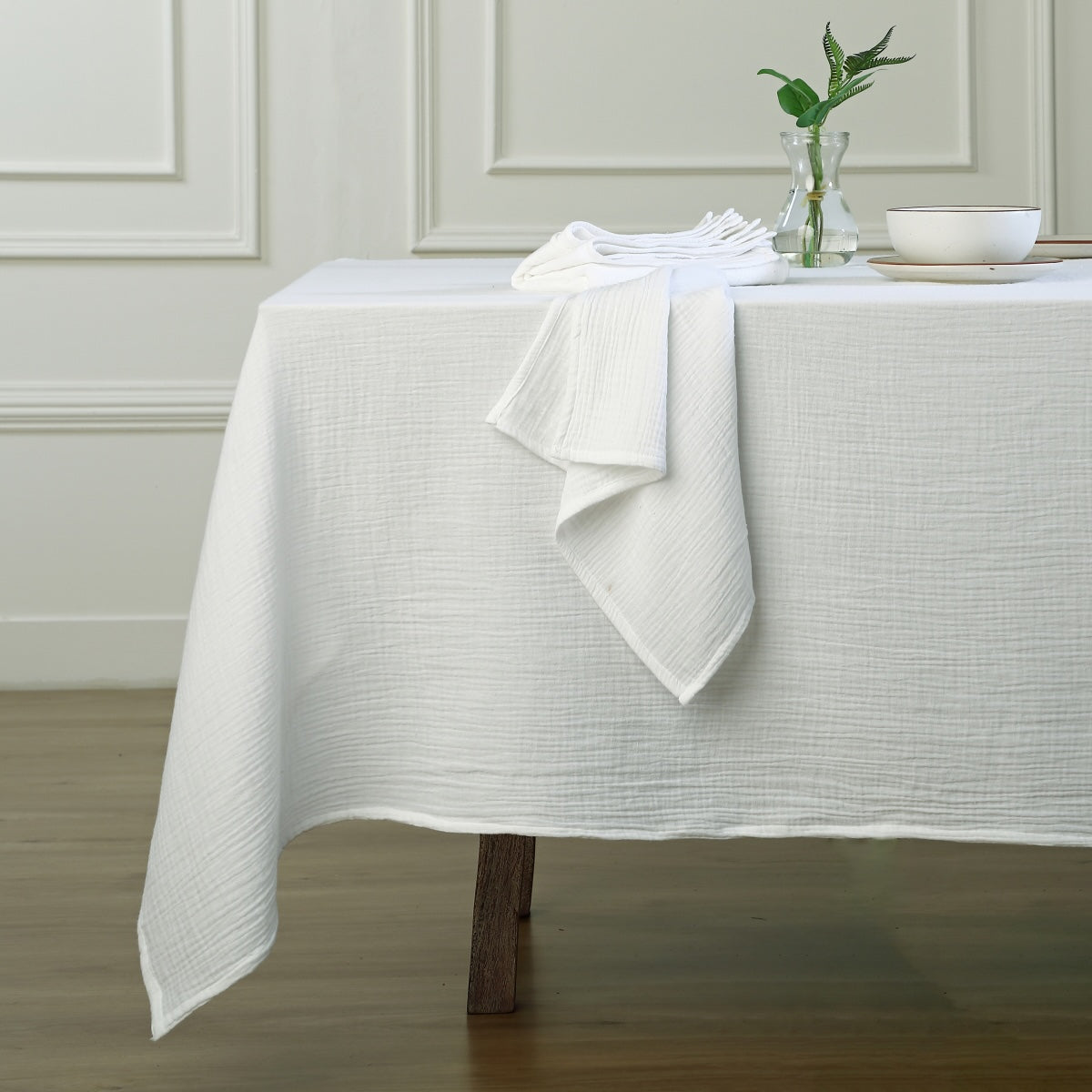Nappe gaze de coton 150x350 ALMA blanc