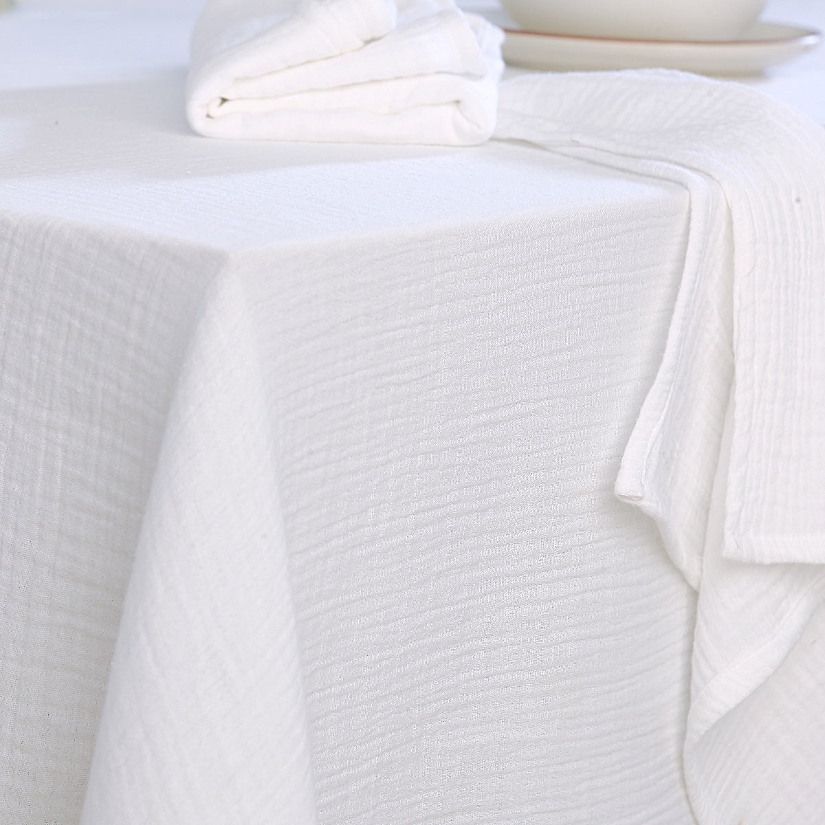 Nappe gaze de coton 150x350 ALMA blanc