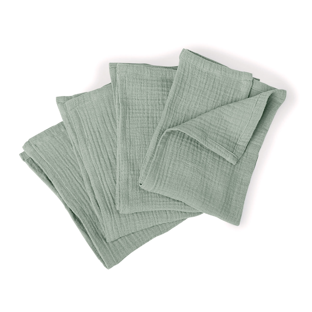 Nappe + 8 serviettes gaze de coton 150x350 ALMA vert céladon
