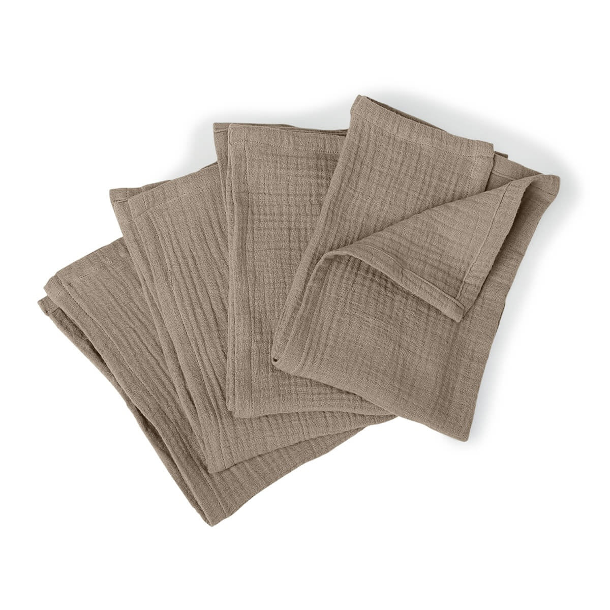 Nappe + 10 serviettes gaze de coton 160x400 ALMA taupe clair