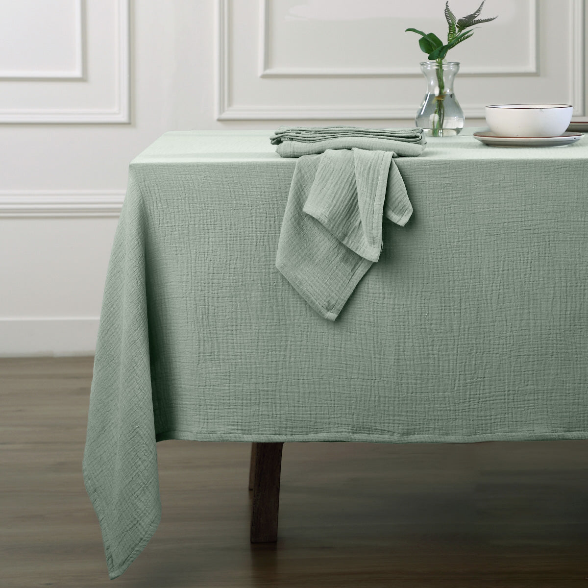 Nappe gaze de coton 150x250 ALMA vert céladon