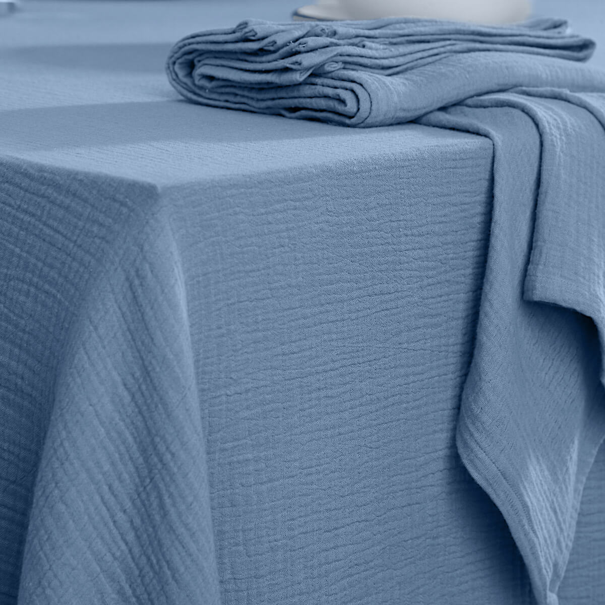 Nappe gaze de coton 150x300 ALMA bleu