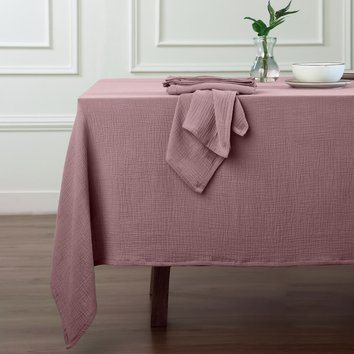 Nappe gaze de coton 150x350 ALMA bois de rose