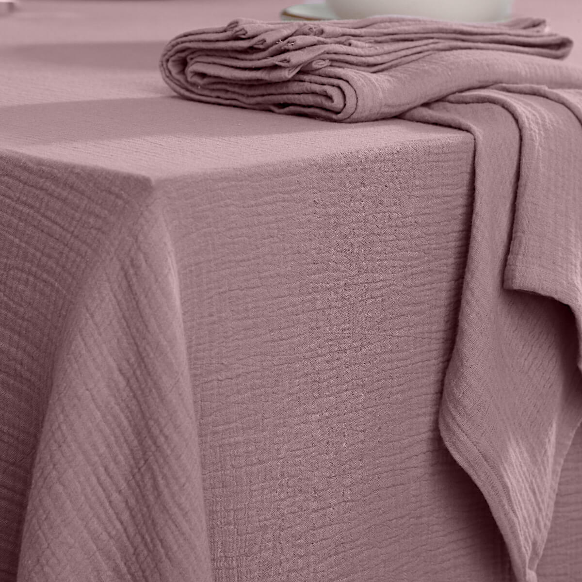 Nappe gaze de coton 150x350 ALMA bois de rose