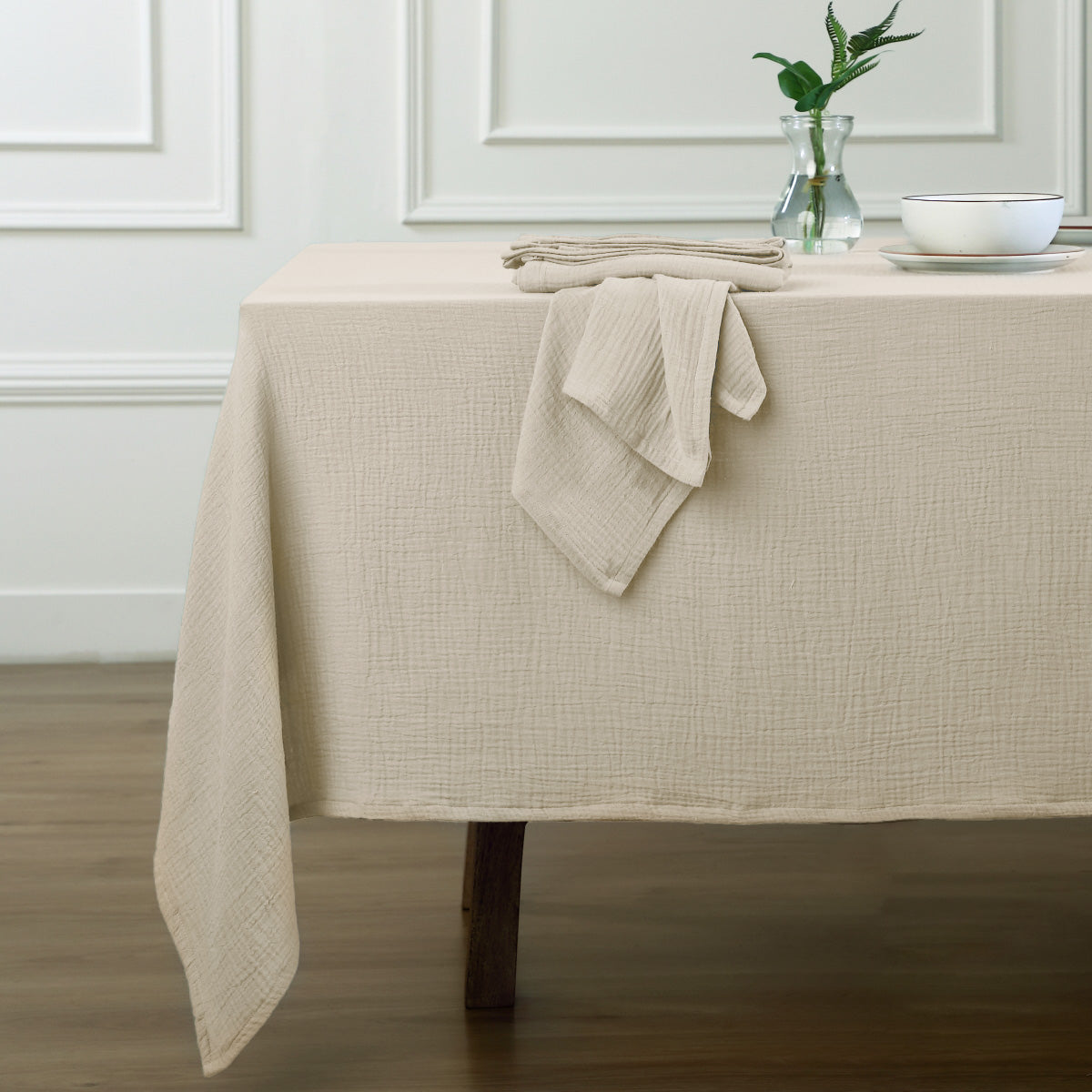 Nappe gaze de coton 150x350 ALMA beige clair