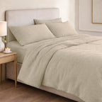 Parure + taies 50x70 gaze de coton beige clair ALMA 140x200+1(50x70)