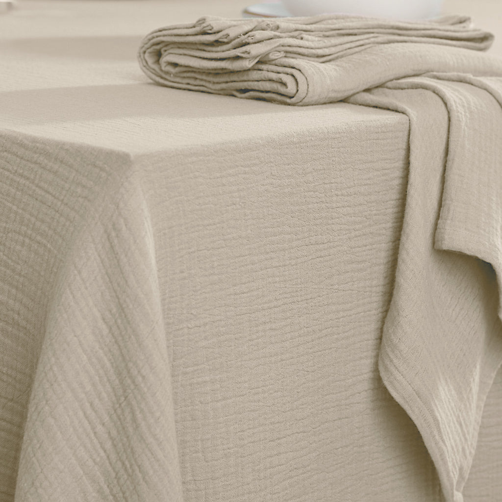 Nappe gaze de coton 160x400 ALMA beige clair