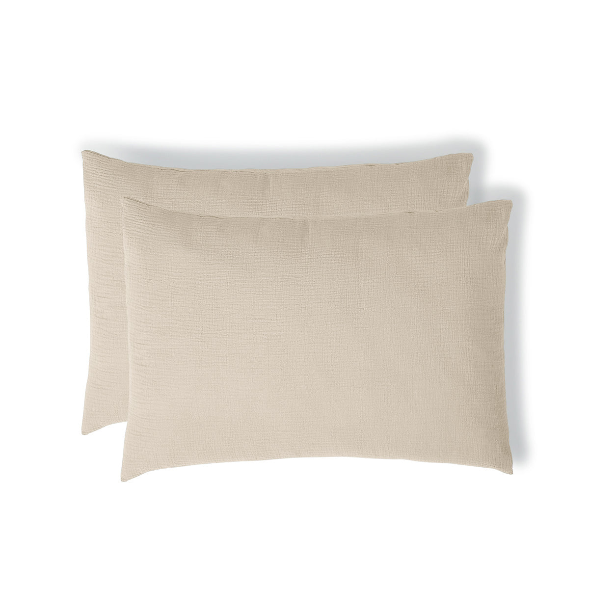 Parure + taies 50x70 gaze de coton beige clair ALMA 200x200+2(50x70)