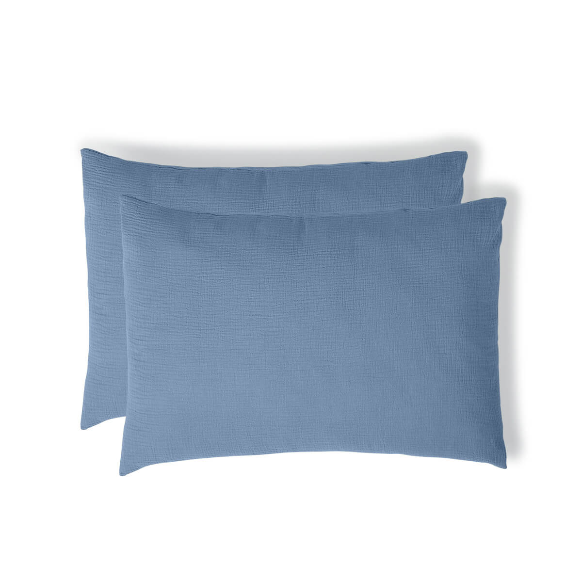 Parure + taies 50x70 gaze de coton bleu ALMA 200x200+2(50x70)