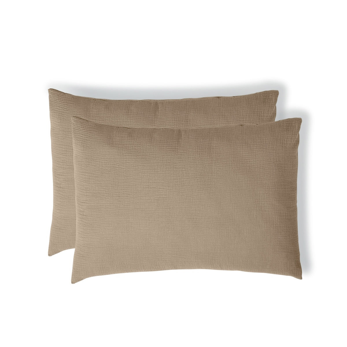 Parure + taies 50x70 gaze de coton taupe clair ALMA 200x200+2(50x70)