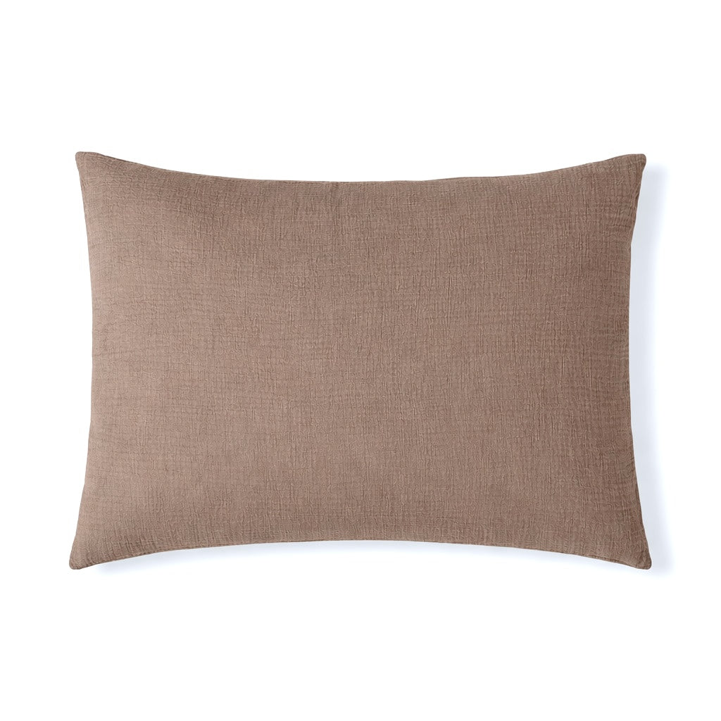 Parure + taies 50x70 gaze de coton taupe clair ALMA 140x200+1(50x70)