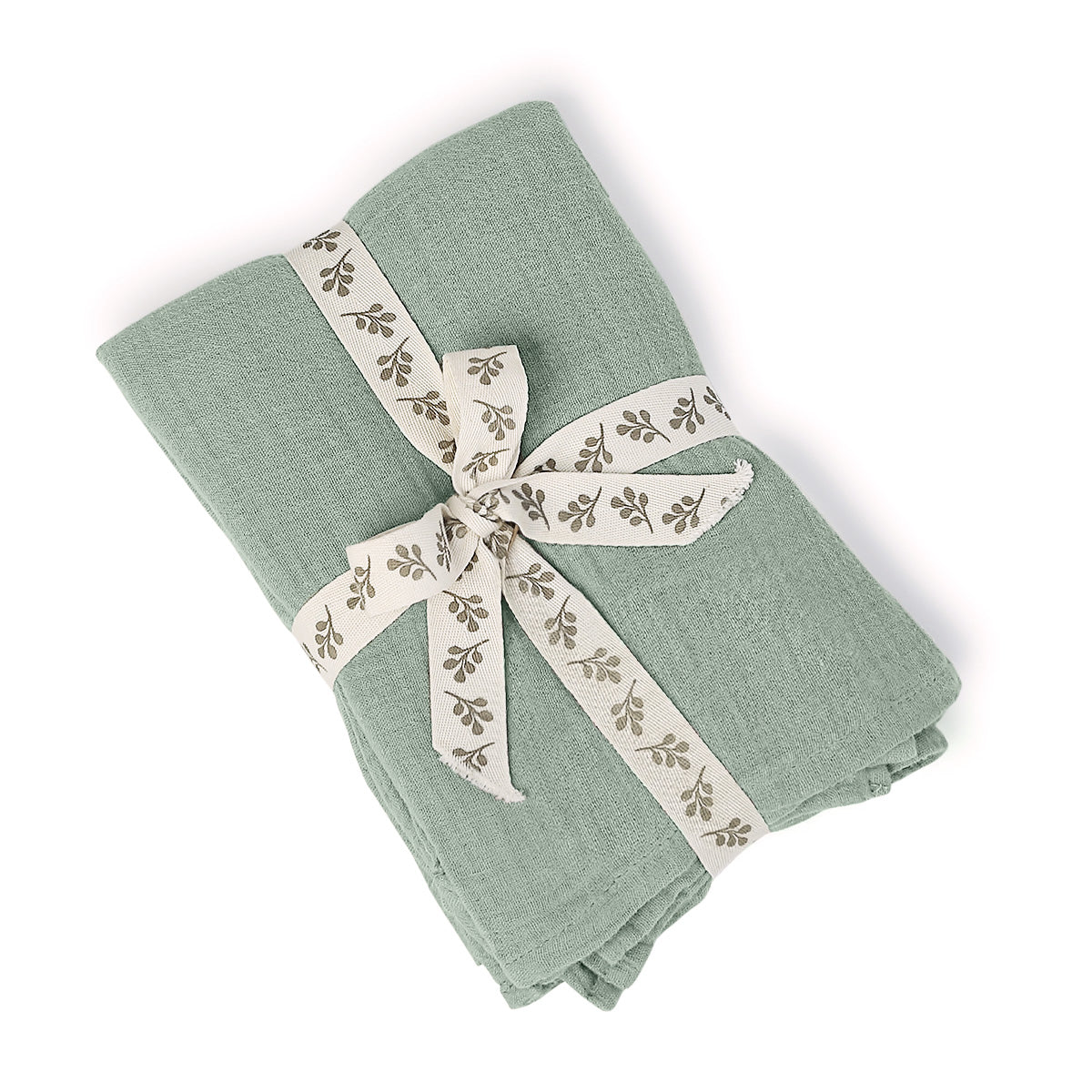 Parure + taies 50x70 gaze de coton vert céladon ALMA 240x220+2(50x70)