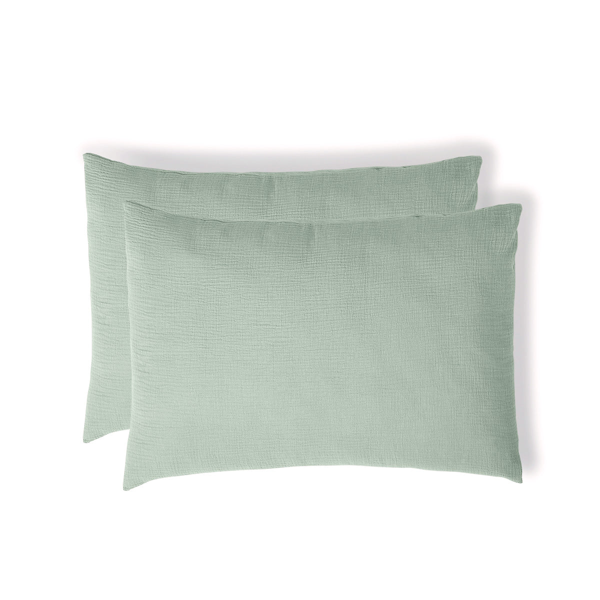 Parure + taies 50x70 gaze de coton vert céladon ALMA 260x240+2(50x70)