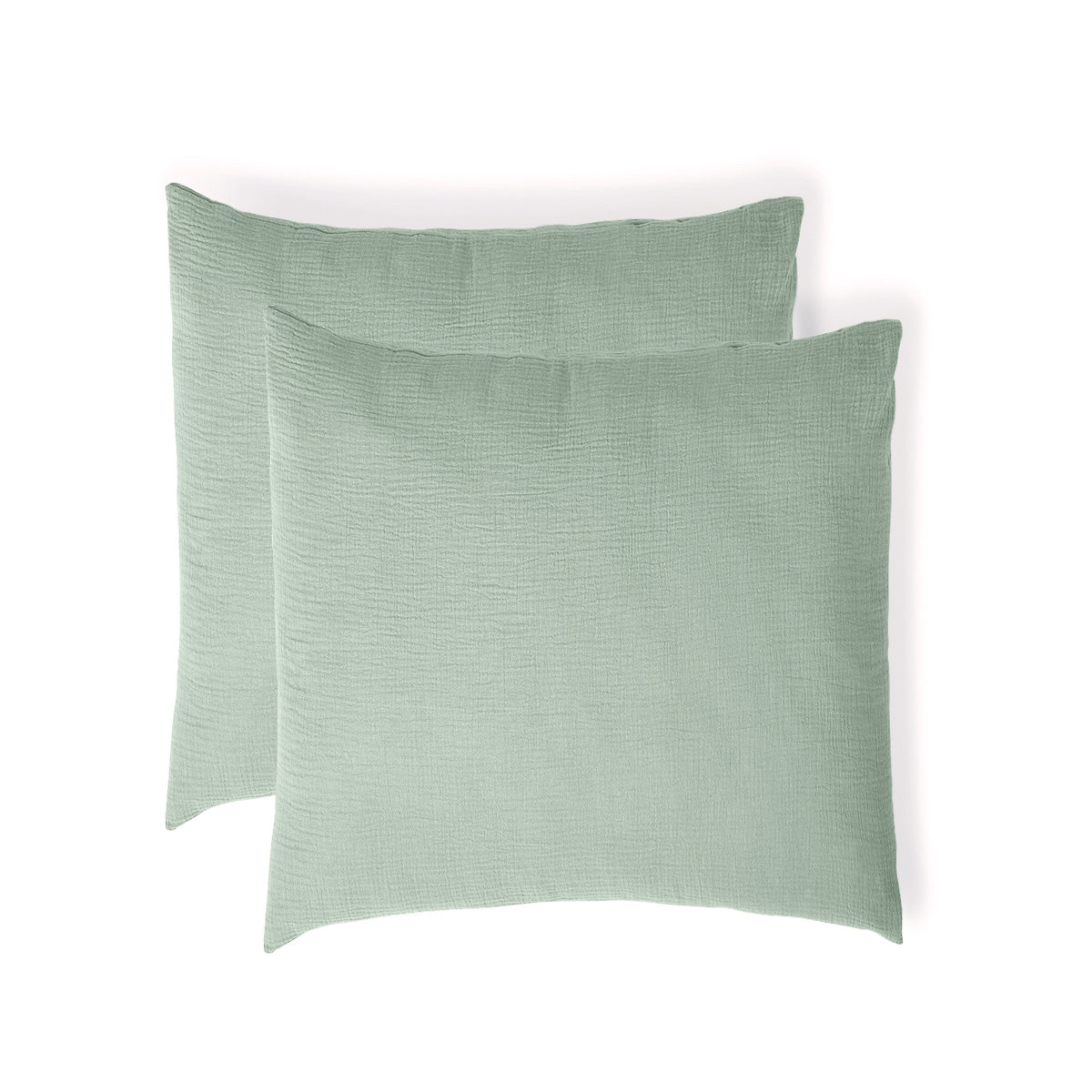 Parure + taies 65x65 gaze de coton vert céladon ALMA 260x240+2(65x65)