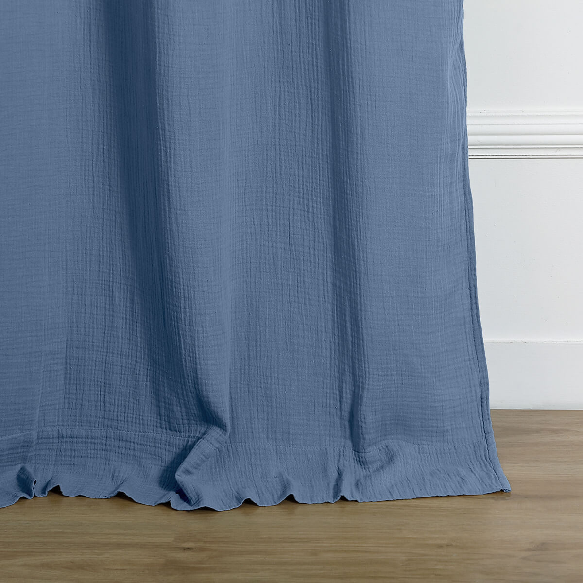 Rideau à passant gaze de coton 140x240 ALMA bleu