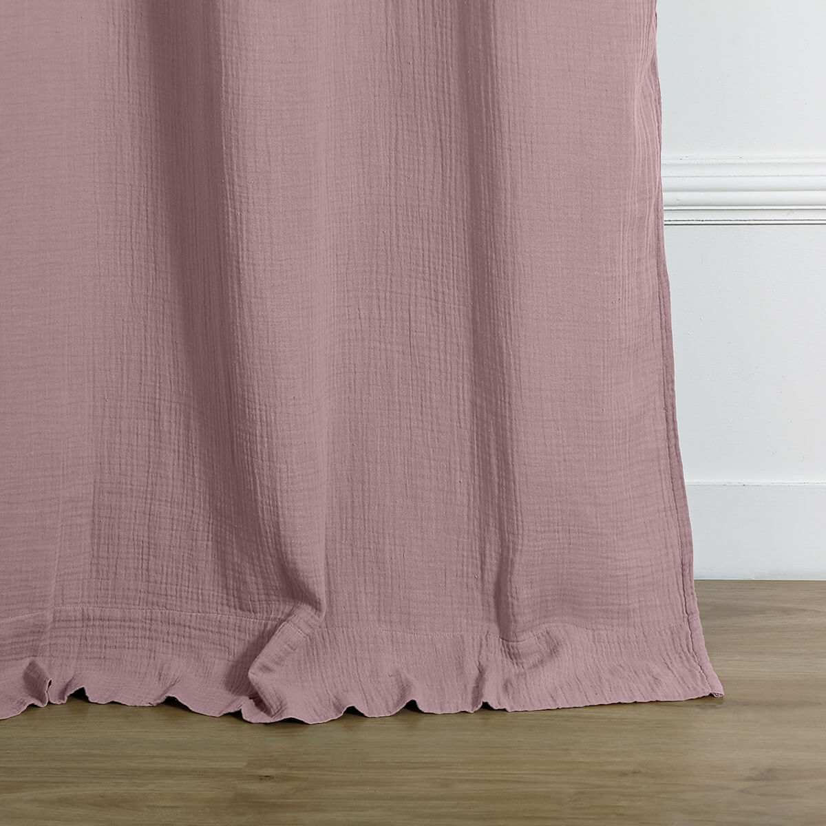 Rideau à passant gaze de coton 140x240 ALMA vieux rose