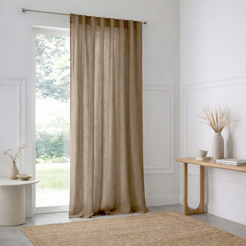 Rideau à passant gaze de coton 140x240 ALMA taupe clair