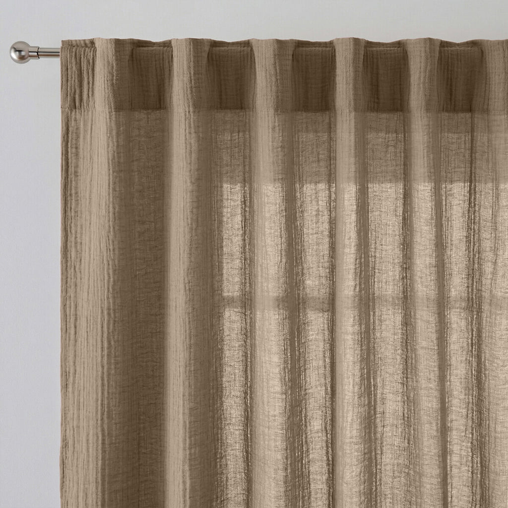 Rideau à passant gaze de coton 140x240 ALMA taupe clair