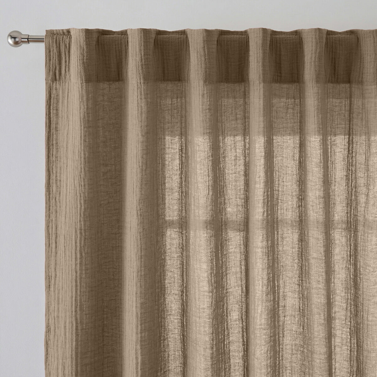 Rideau à passant gaze de coton 140x240 ALMA taupe clair