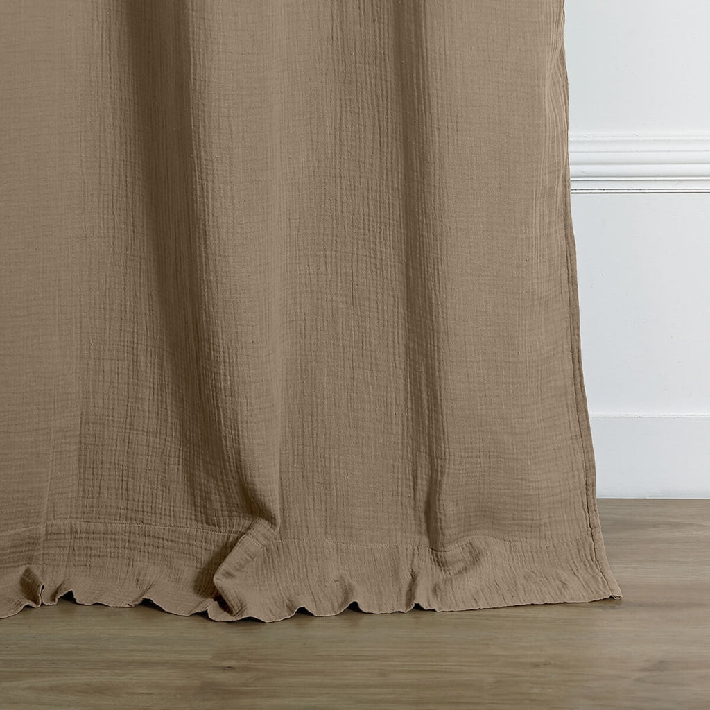 Rideau à passant gaze de coton 140x240 ALMA taupe clair