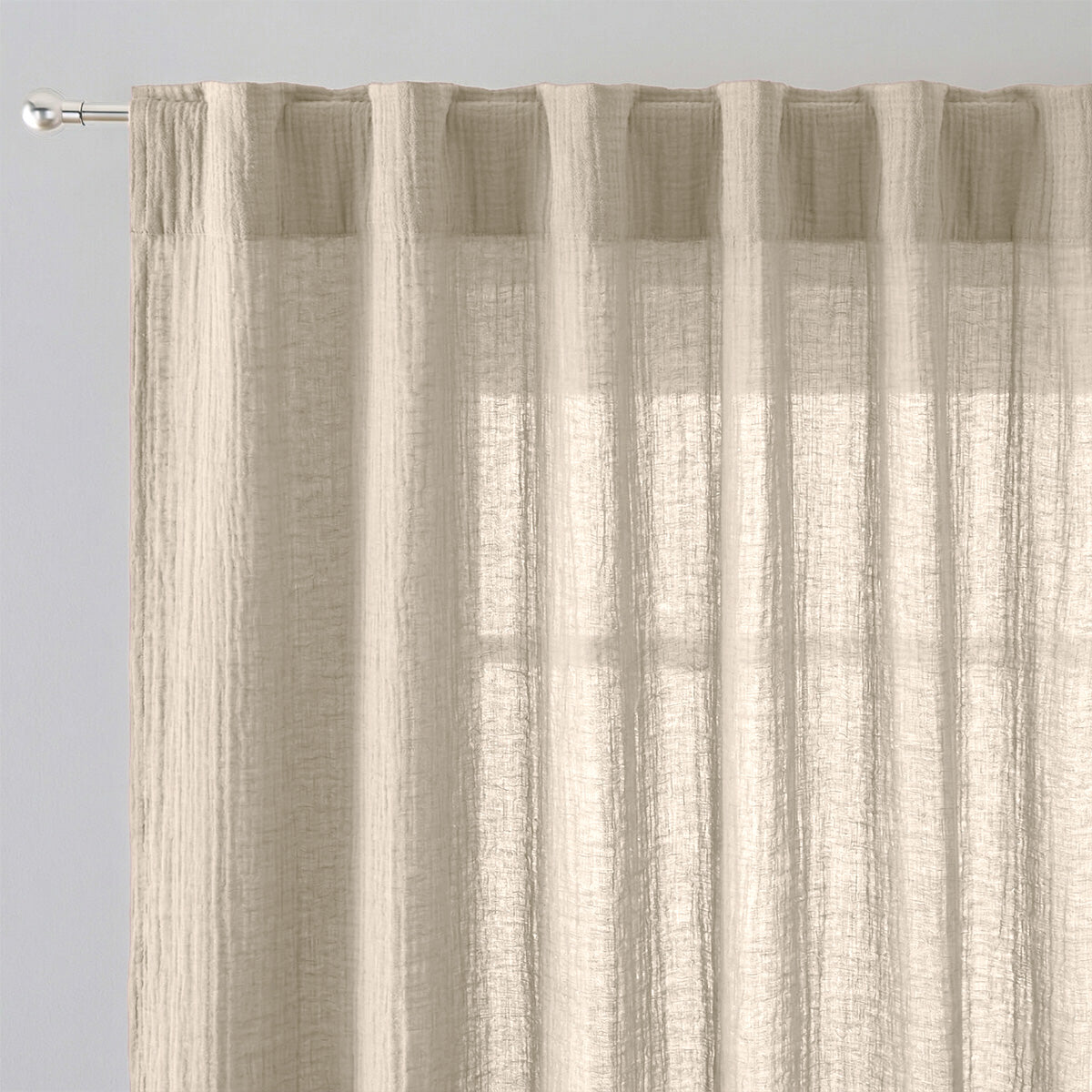 Rideau à passant gaze de coton 140x260 ALMA beige clair