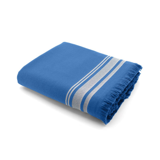 Fouta éponge coton 100x180 FARO bleu marine / grège