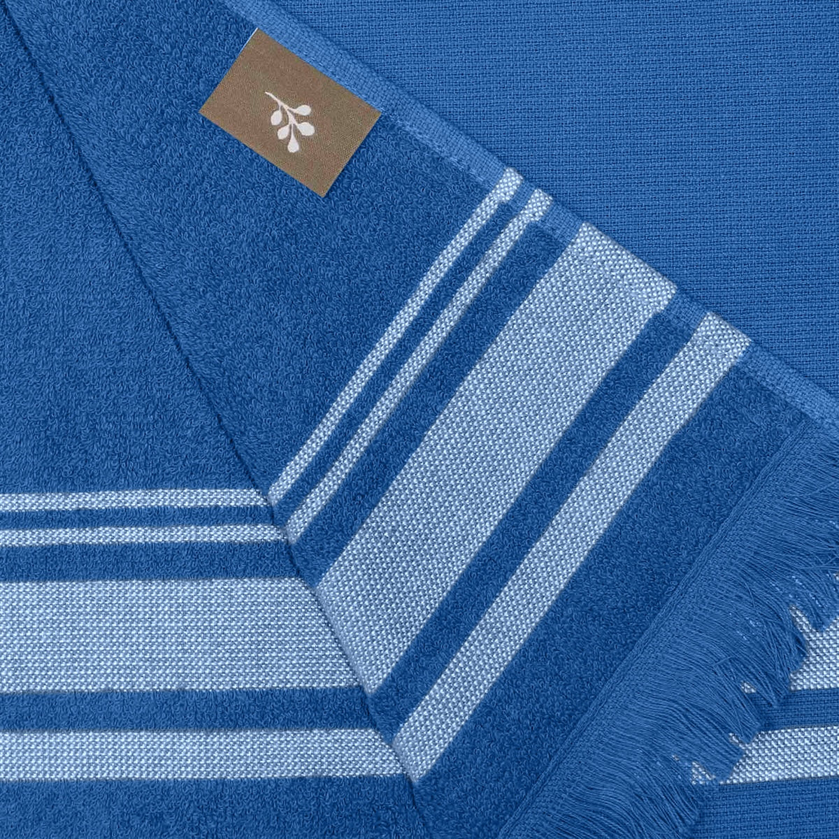 Fouta éponge coton 100x180 FARO bleu marine / grège