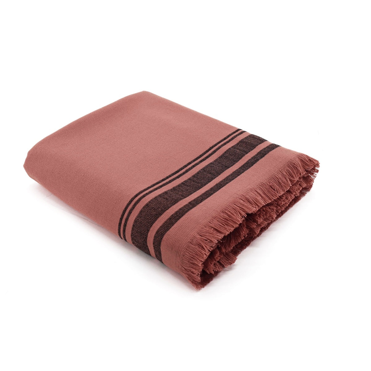Fouta éponge coton 100x180 FARO brun masai / noir