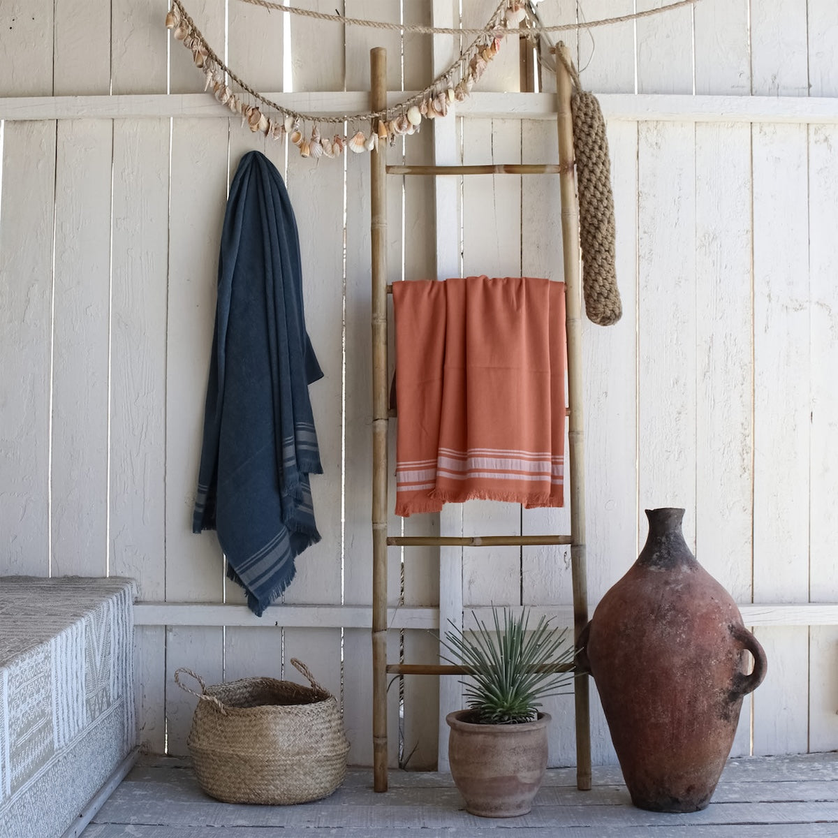Fouta éponge coton 100x180 FARO brun masai / grège