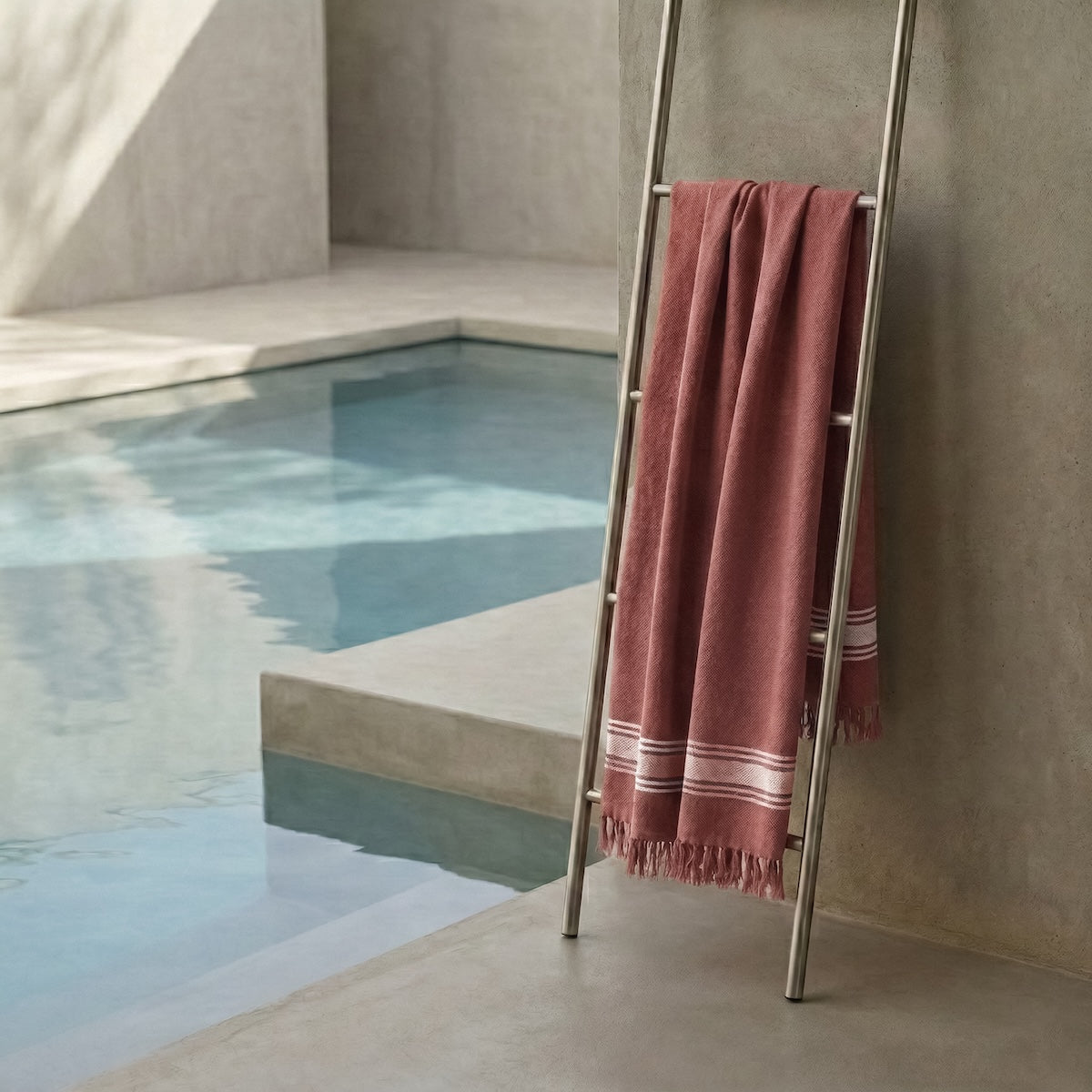 Fouta éponge coton 100x180 FARO brun masai / grège