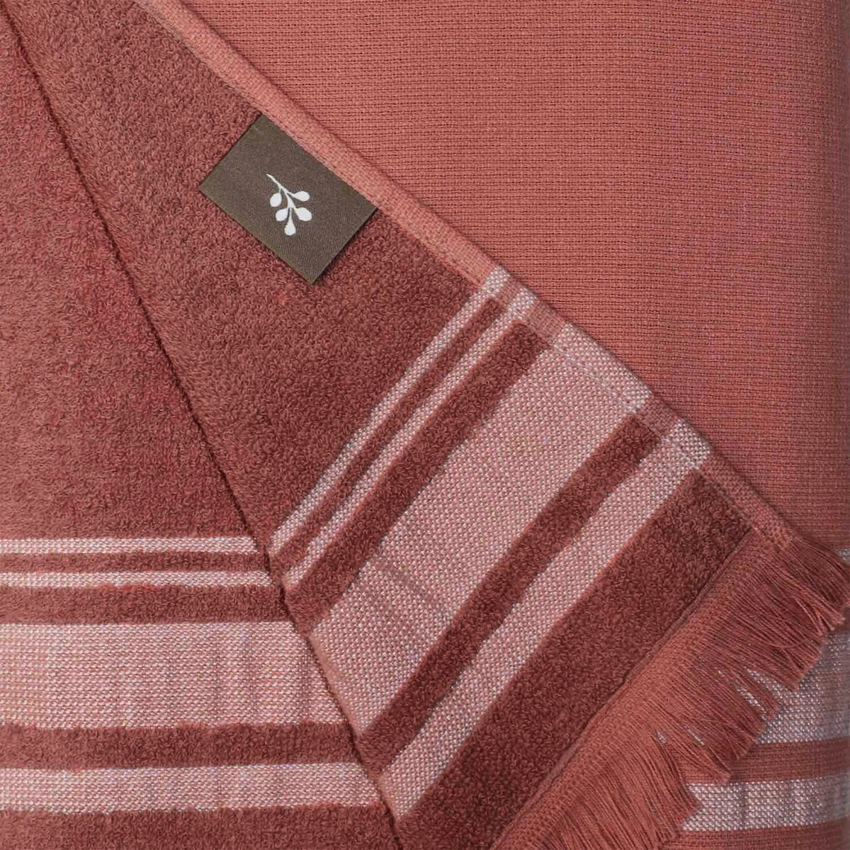 Fouta éponge coton 100x180 FARO brun masai / grège