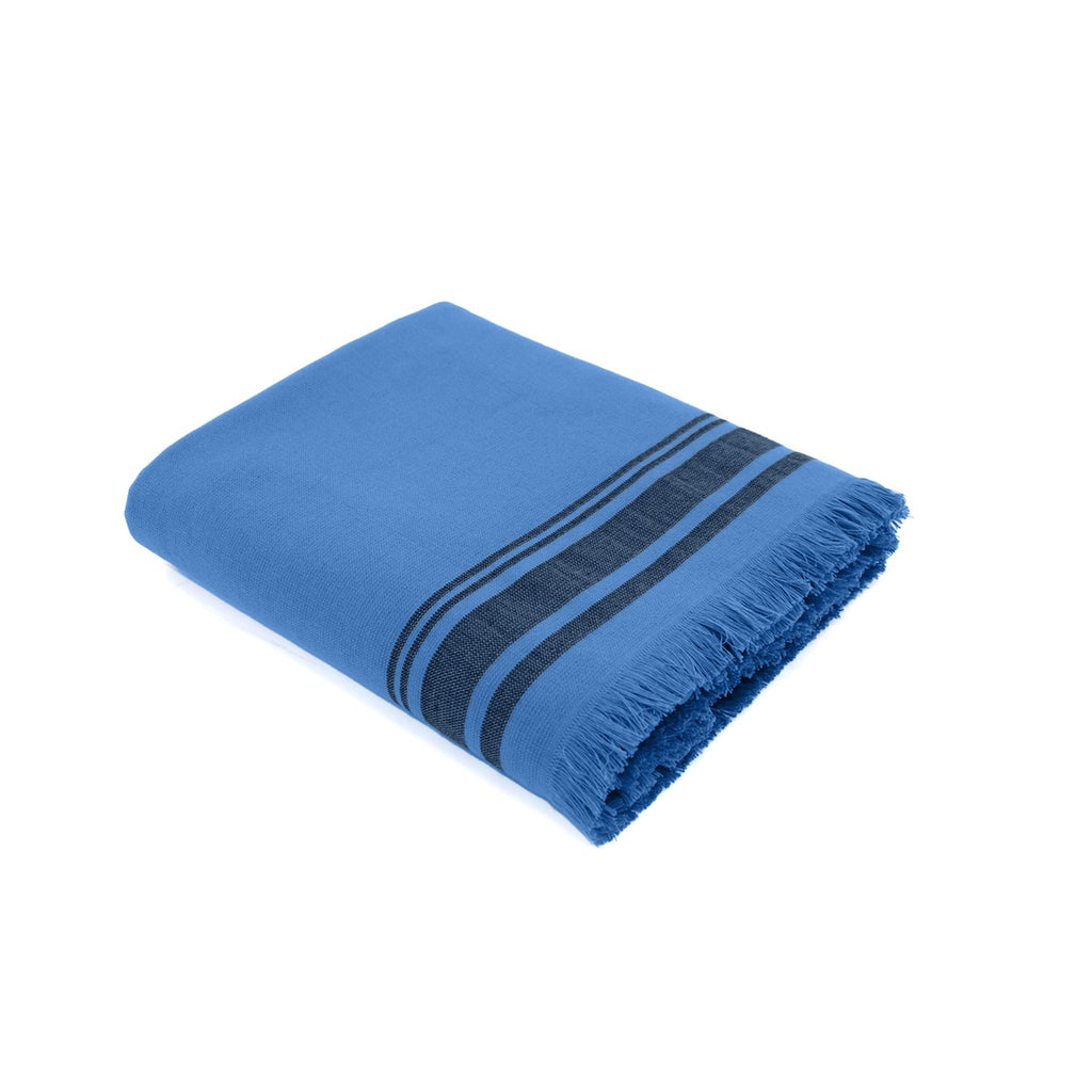 Fouta éponge coton 100x180 FARO bleu marine / noir