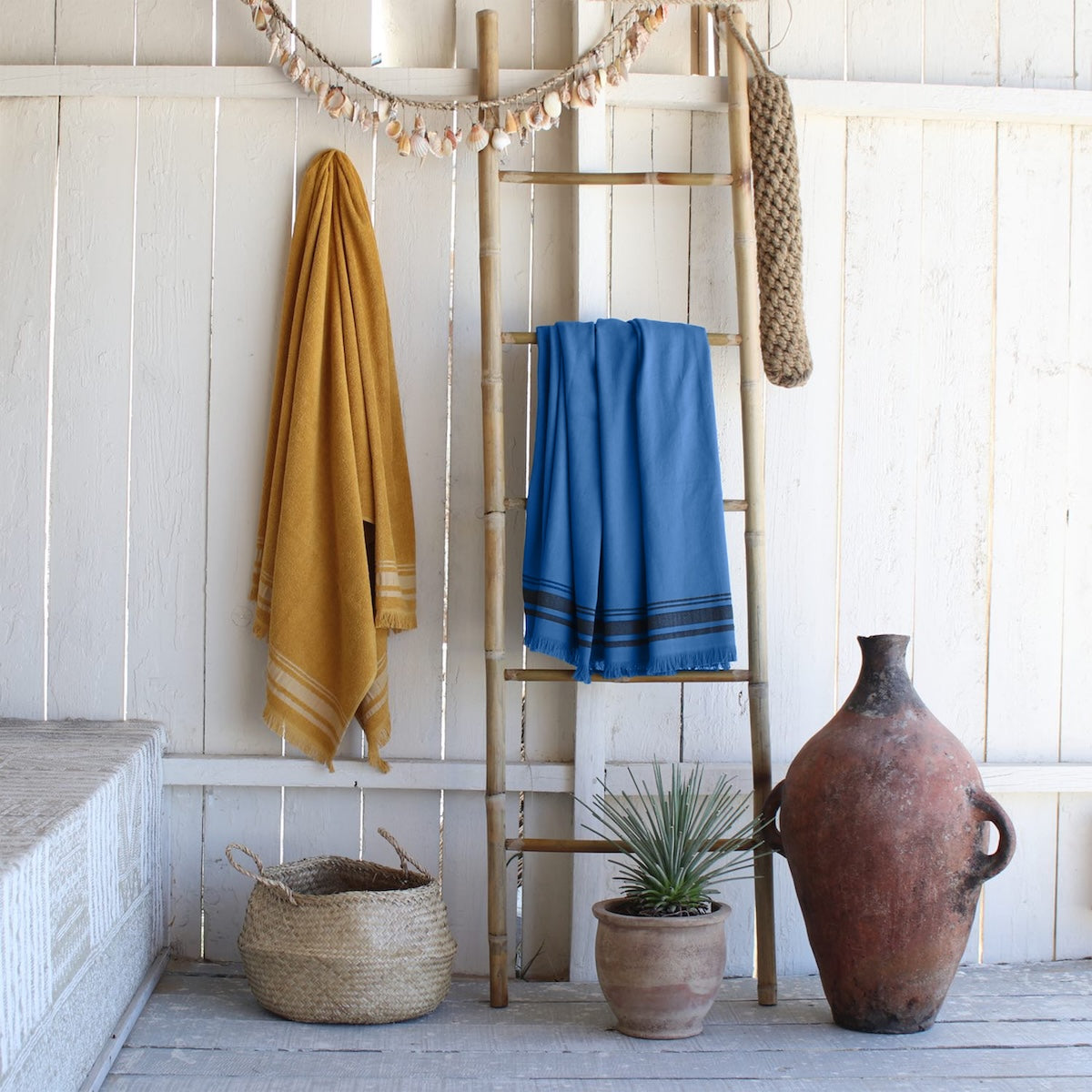 Fouta éponge coton 100x180 FARO bleu marine / noir