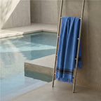 Fouta éponge coton 100x180 FARO bleu marine / noir
