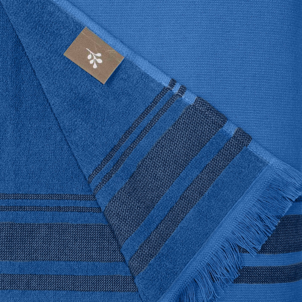 Fouta éponge coton 100x180 FARO bleu marine / noir