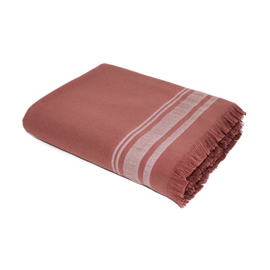 Fouta éponge XXL coton 200x180 FARO brun masai / grège