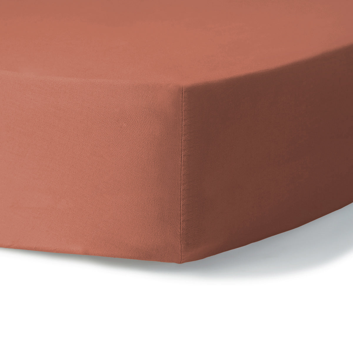 Drap housse coton lavé terracotta LUNA 160x200x30
